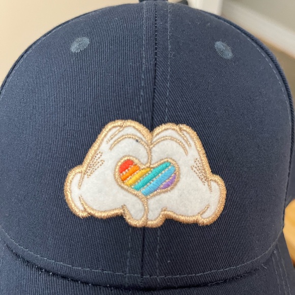 Disney Mickey Mouse Heart Hands Adult Baseball Hat Pride Rainbow Heart - Picture 2 of 6